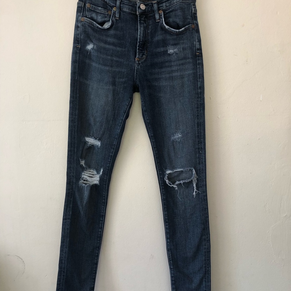 Agolde Blue Skinny Jeans Distressed Style
